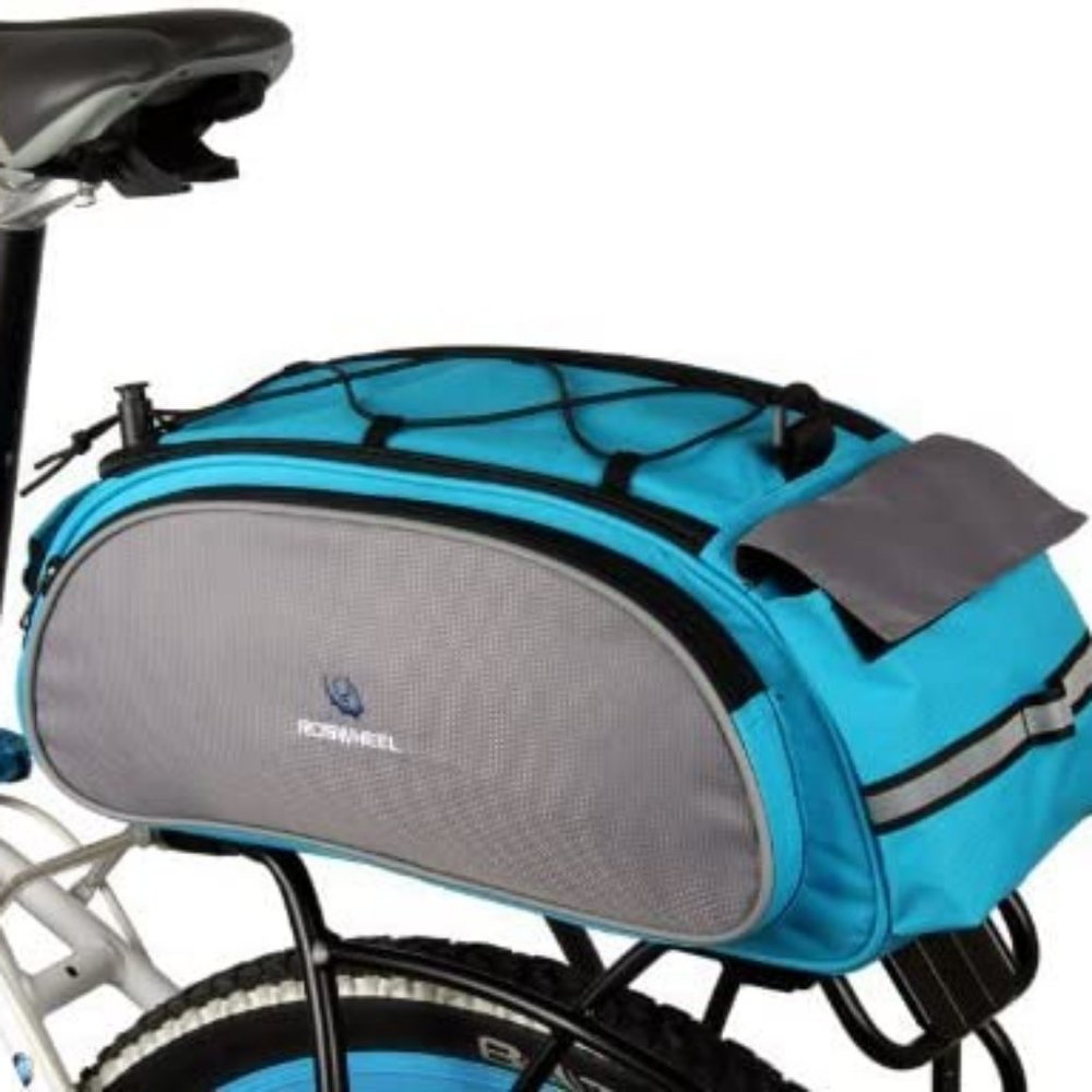 Blue and Gray Multi-functional Bicycle Rack Cargo Bag